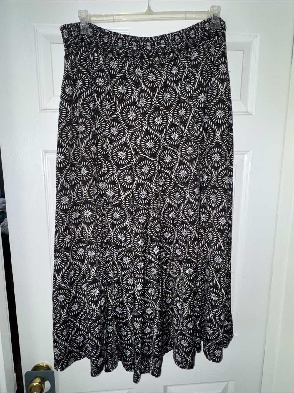 Cato Black and White Geometric Floral Maxi Skirt